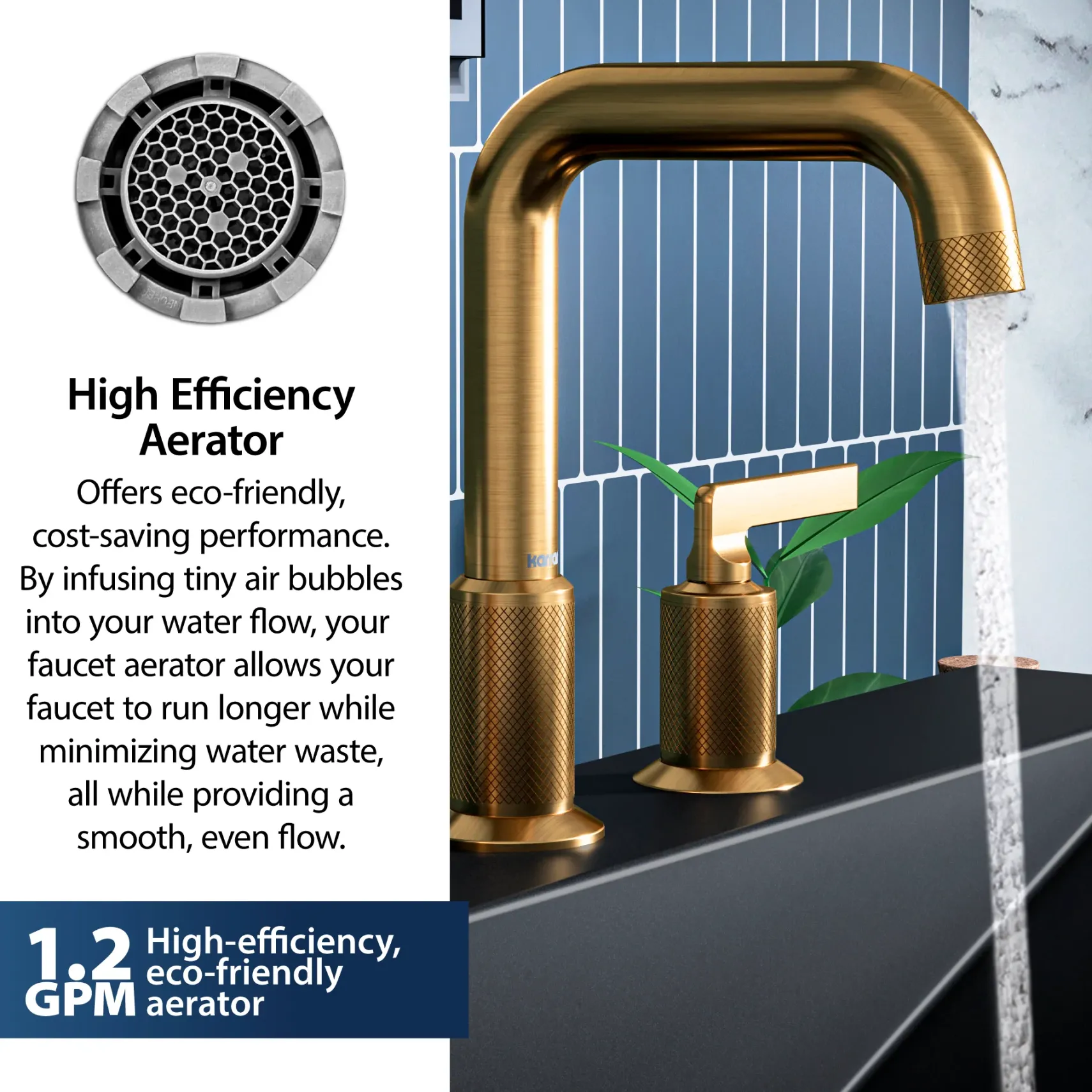Karran Gillingham 1.2 GPM Double Lever Handle Lead-free Brass ADA Bathroom Faucet, Widespread, Gold, KBF534G