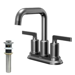 Karran Gillingham 1.2 GPM Double Lever Handle Lead-free Brass ADA Bathroom Faucet, Centerset, Gunmetal Grey, KBF536GG