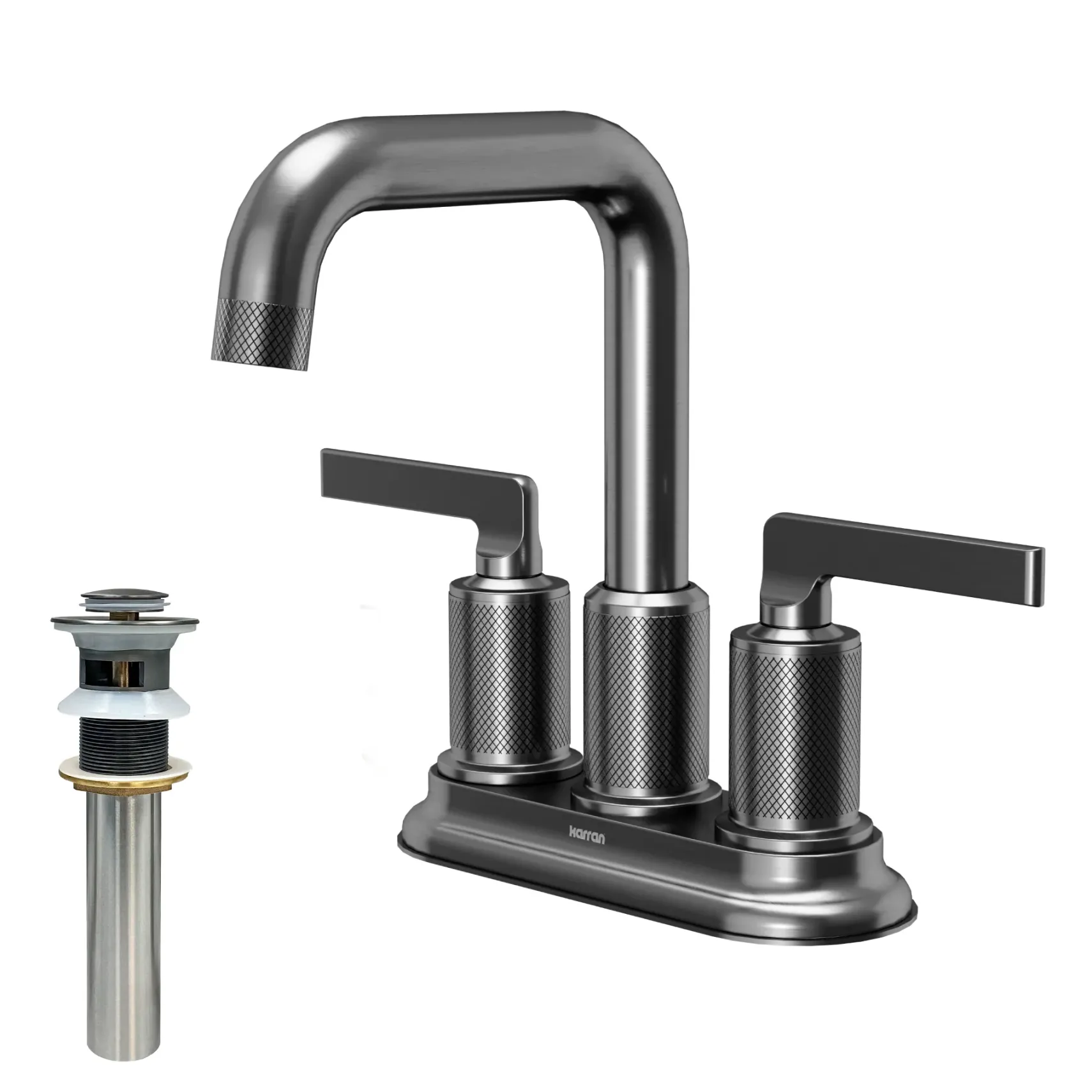 Karran Gillingham 1.2 GPM Double Lever Handle Lead-free Brass ADA Bathroom Faucet, Centerset, Gunmetal Grey, KBF536GG