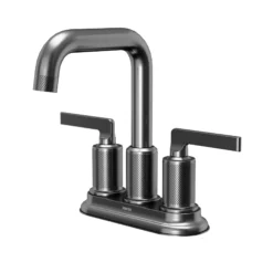 Karran Gillingham 1.2 GPM Double Lever Handle Lead-free Brass ADA Bathroom Faucet, Centerset, Gunmetal Grey, KBF536GG