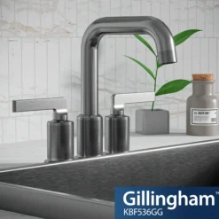 Karran Gillingham 1.2 GPM Double Lever Handle Lead-free Brass ADA Bathroom Faucet, Centerset, Gunmetal Grey, KBF536GG