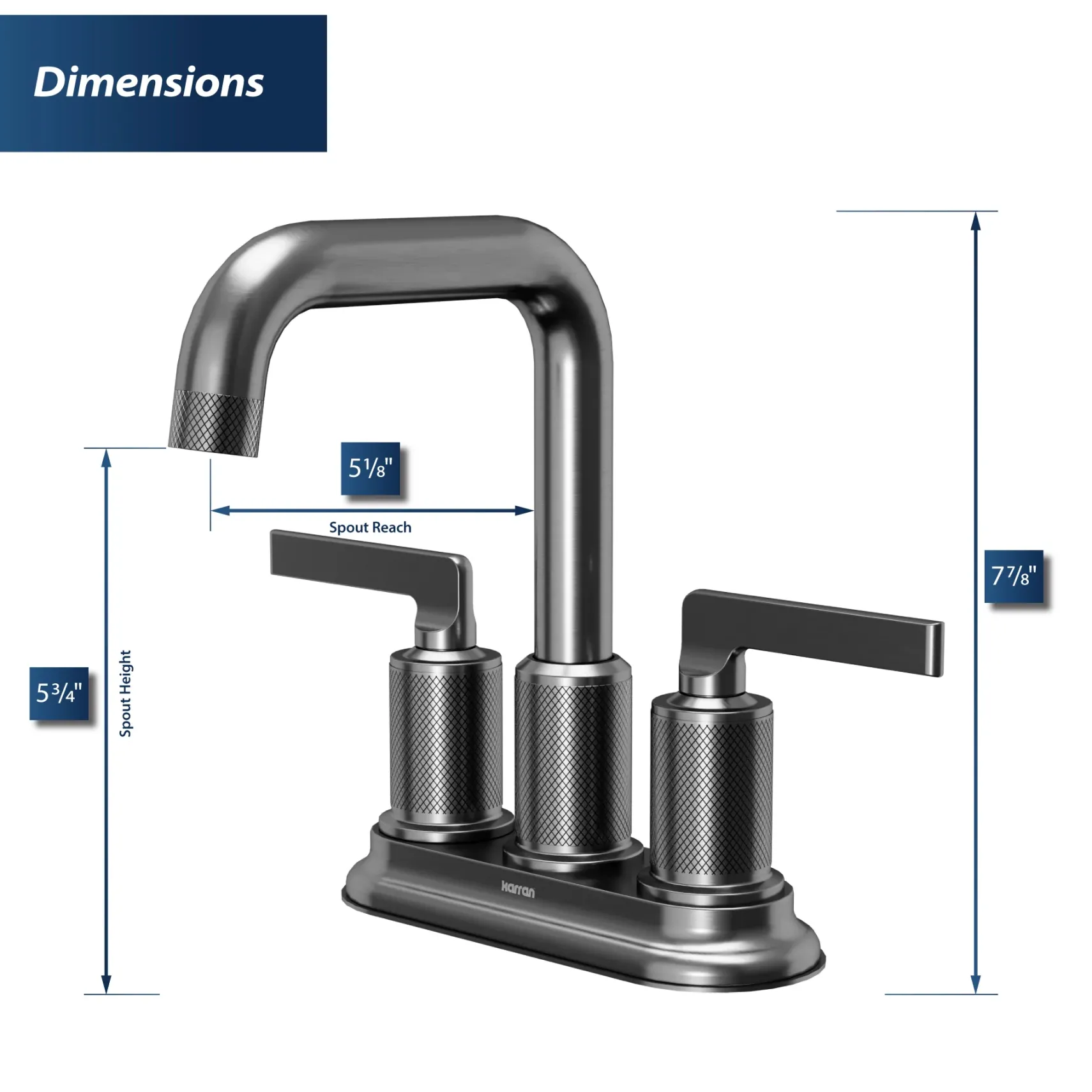Karran Gillingham 1.2 GPM Double Lever Handle Lead-free Brass ADA Bathroom Faucet, Centerset, Gunmetal Grey, KBF536GG