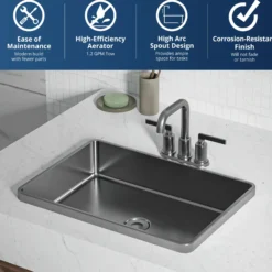 Karran Gillingham 1.2 GPM Double Lever Handle Lead-free Brass ADA Bathroom Faucet, Centerset, Gunmetal Grey, KBF536GG
