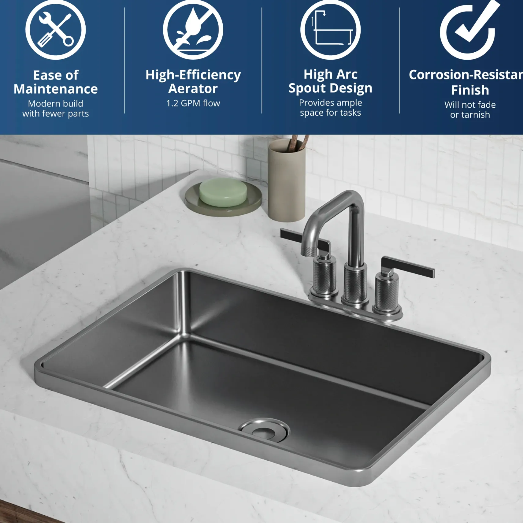 Karran Gillingham 1.2 GPM Double Lever Handle Lead-free Brass ADA Bathroom Faucet, Centerset, Gunmetal Grey, KBF536GG