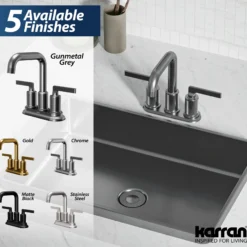 Karran Gillingham 1.2 GPM Double Lever Handle Lead-free Brass ADA Bathroom Faucet, Centerset, Gunmetal Grey, KBF536GG