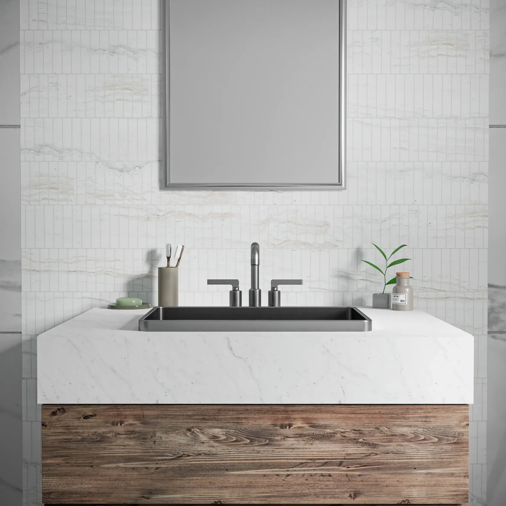 Karran Gillingham 1.2 GPM Double Lever Handle Lead-free Brass ADA Bathroom Faucet, Centerset, Gunmetal Grey, KBF536GG