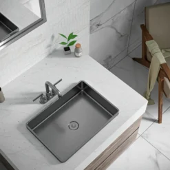 Karran Gillingham 1.2 GPM Double Lever Handle Lead-free Brass ADA Bathroom Faucet, Centerset, Gunmetal Grey, KBF536GG