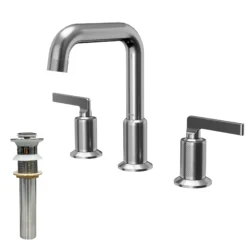 Karran Gillingham 1.2 GPM Double Lever Handle Lead-free Brass ADA Bathroom Faucet, Widespread, Stainless Steel, KBF534SS