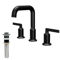 Karran Gillingham 1.2 GPM Double Lever Handle Lead-free Brass ADA Bathroom Faucet, Widespread, Matte Black, KBF534MB