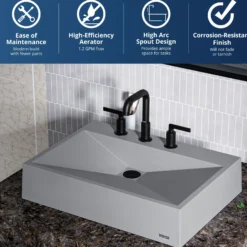 Karran Gillingham 1.2 GPM Double Lever Handle Lead-free Brass ADA Bathroom Faucet, Widespread, Matte Black, KBF534MB