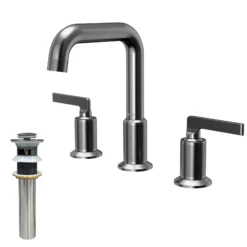 Karran Gillingham 1.2 GPM Double Lever Handle Lead-free Brass ADA Bathroom Faucet, Widespread, Gunmetal Grey, KBF534GG