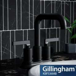 Karran Gillingham 1.2 GPM Double Lever Handle Lead-free Brass ADA Bathroom Faucet, Centerset, Matte Black, KBF536MB