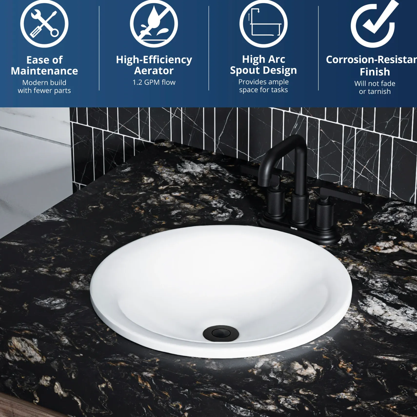 Karran Gillingham 1.2 GPM Double Lever Handle Lead-free Brass ADA Bathroom Faucet, Centerset, Matte Black, KBF536MB