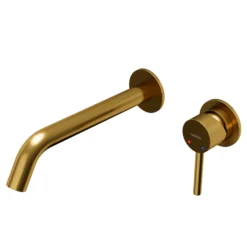 Karran Grantham 1.5 GPM Single Lever Handle Lead-free Brass ADA Bathroom Faucet, Wall Mounted, Gold, KBF610G