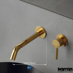 Karran Grantham 1.5 GPM Single Lever Handle Lead-free Brass ADA Bathroom Faucet, Wall Mounted, Gold, KBF610G