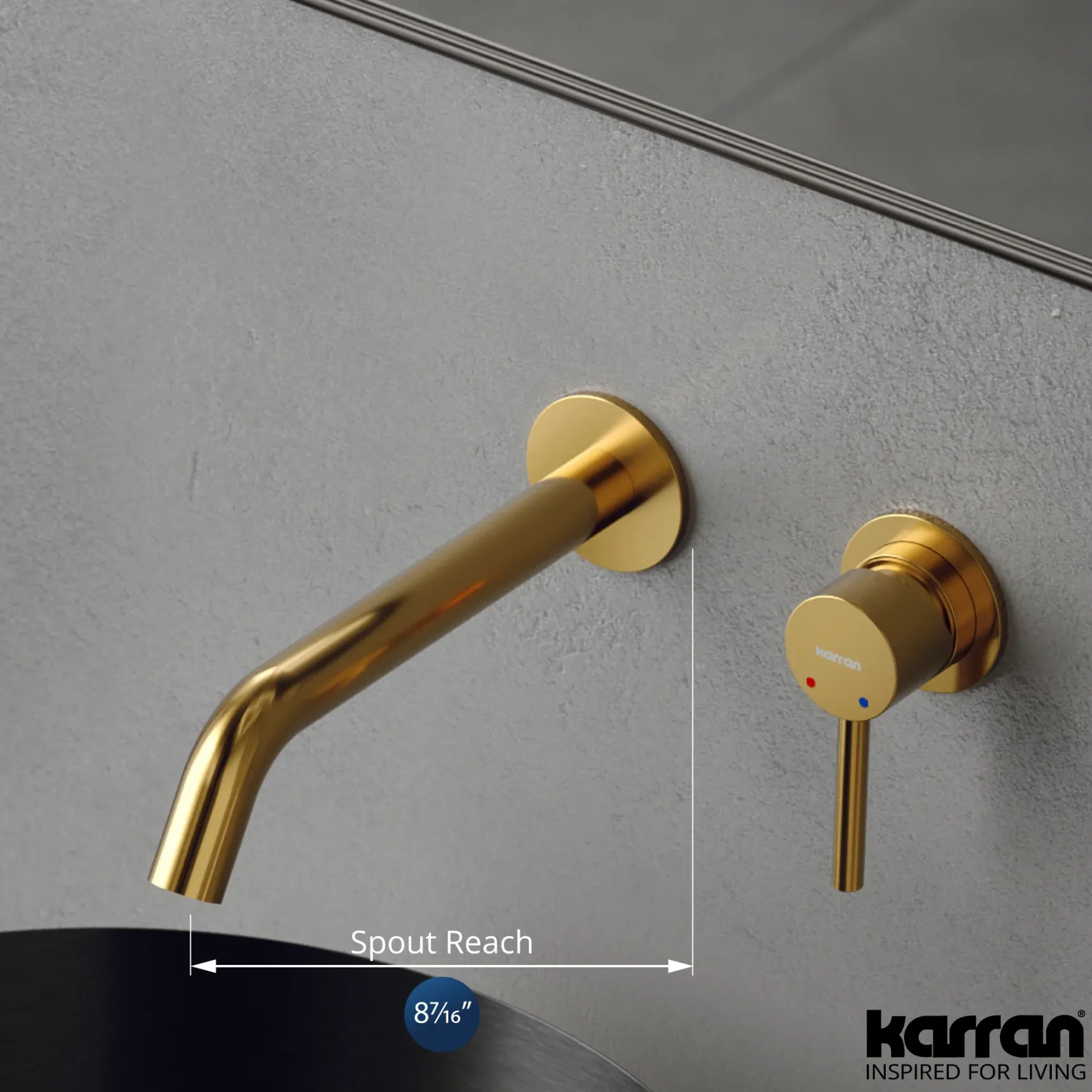Karran Grantham 1.5 GPM Single Lever Handle Lead-free Brass ADA Bathroom Faucet, Wall Mounted, Gold, KBF610G