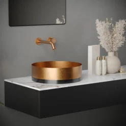 Karran Grantham 1.5 GPM Single Lever Handle Lead-free Brass ADA Bathroom Faucet, Wall Mounted, Brushed Copper, KBF610BC