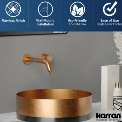 Karran Grantham 1.5 GPM Single Lever Handle Lead-free Brass ADA Bathroom Faucet, Wall Mounted, Brushed Copper, KBF610BC