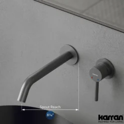 Karran Grantham 1.5 GPM Single Lever Handle Lead-free Brass ADA Bathroom Faucet, Wall Mounted, Gunmetal Grey, KBF610GG