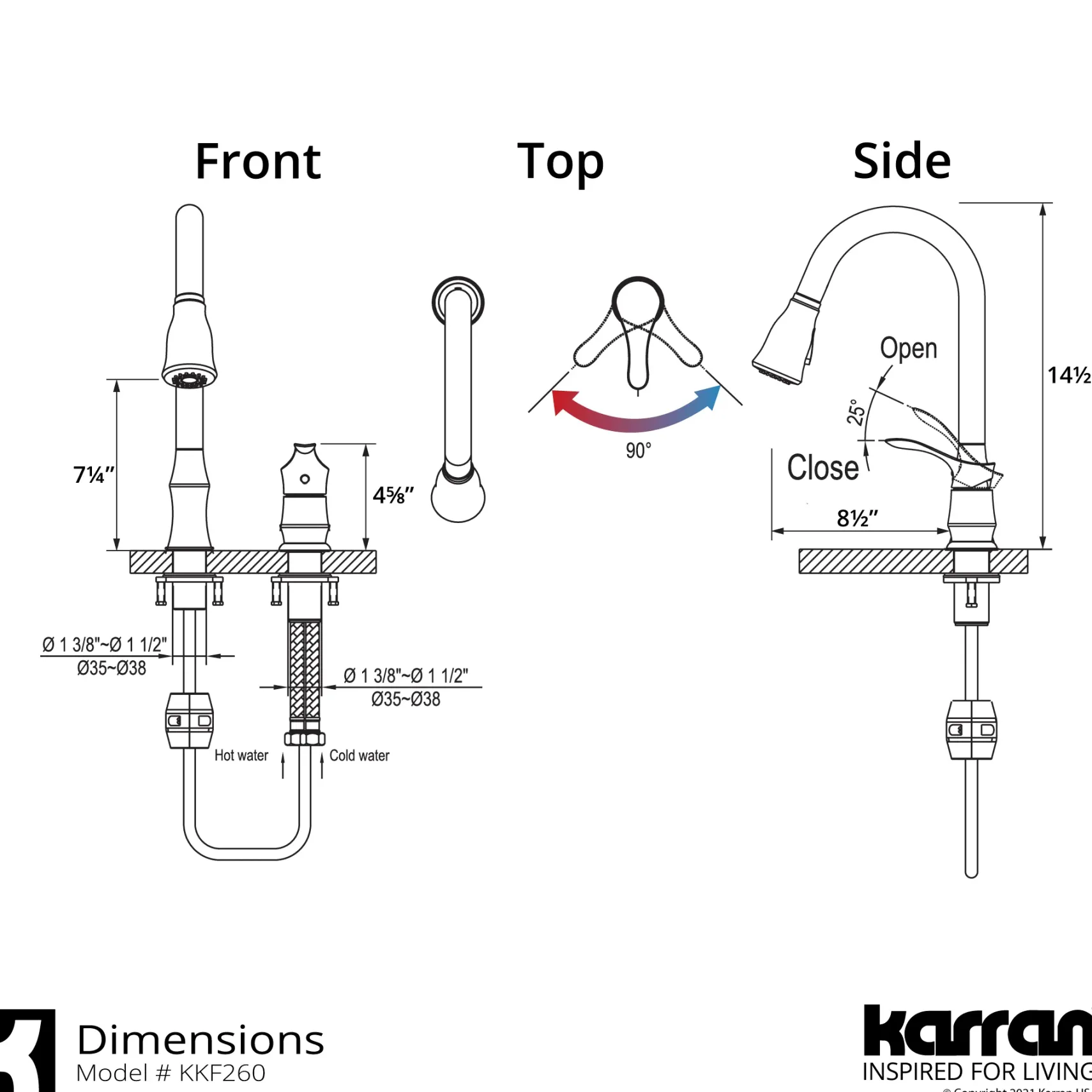 Karran Hillwood 1.8 GPM Single Lever Handle Lead-free Brass ADA Kitchen Faucet, Pull-Down Kitchen, Matte Black, KKF260MB