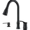 Karran Hillwood 1.8 GPM Single Lever Handle Lead-free Brass ADA Kitchen Faucet, Pull-Down Kitchen, Matte Black, KKF260SD25MB