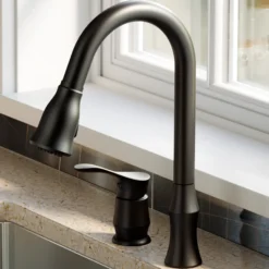 Karran Hillwood 1.8 GPM Single Lever Handle Lead-free Brass ADA Kitchen Faucet, Pull-Down Kitchen, Matte Black, KKF260SD25MB
