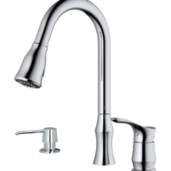 Karran Hillwood 1.8 GPM Single Lever Handle Lead-free Brass ADA Kitchen Faucet, Pull-Down Kitchen, Chrome, KKF260SD25C