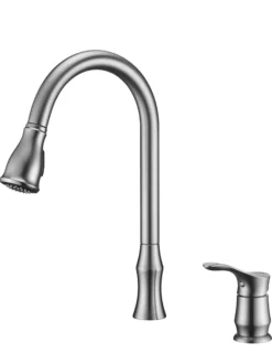 Karran Hillwood Single Lever Handle Lead-free Brass ADA Kitchen Faucet, Pull Down, Stainless Steel, KKF260SS