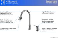 Karran Hillwood Single Lever Handle Lead-free Brass ADA Kitchen Faucet, Pull Down, Stainless Steel, KKF260SS