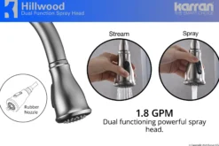 Karran Hillwood Single Lever Handle Lead-free Brass ADA Kitchen Faucet, Pull Down, Stainless Steel, KKF260SS