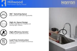 Karran Hillwood Single Lever Handle Lead-free Brass ADA Kitchen Faucet, Pull Down, Chrome, KKF260C