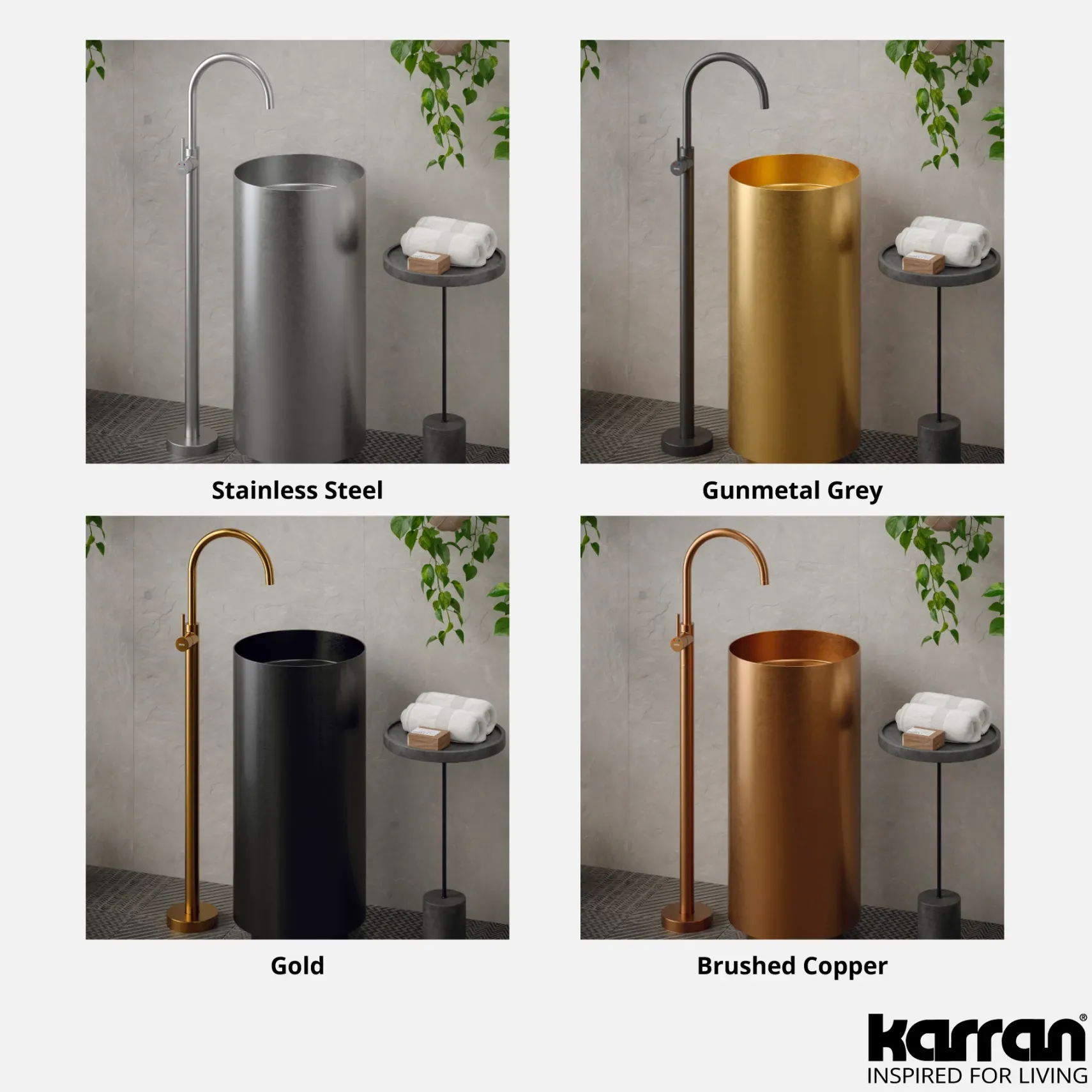 Karran Howick 1.5 GPM Single Lever Handle Lead-free Brass Bathroom Faucet, Freestanding Floor Mounted, Gold, KBF650G