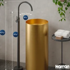 Karran Howick 1.5 GPM Single Lever Handle Lead-free Brass Bathroom Faucet, Freestanding Floor Mounted, Gunmetal Grey, KBF650GG