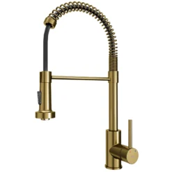 Karran Kadira 1.8 GPM Single Lever Handle Lead-free Brass ADA Kitchen Faucet, Pull-Down, Brushed Gold, KKF225BG