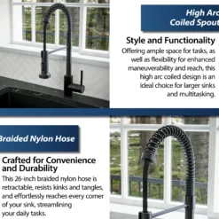 Karran Kadira 1.8 GPM Single Lever Handle Lead-free Brass ADA Kitchen Faucet, Pull-Down, Matte Black, KKF225MB