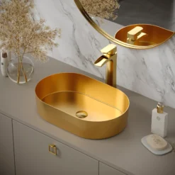 Karran Kassel 1.2 GPM Single Lever Handle Lead-free Brass ADA Bathroom Faucet, Vessel, Brushed Gold, KBF442BG