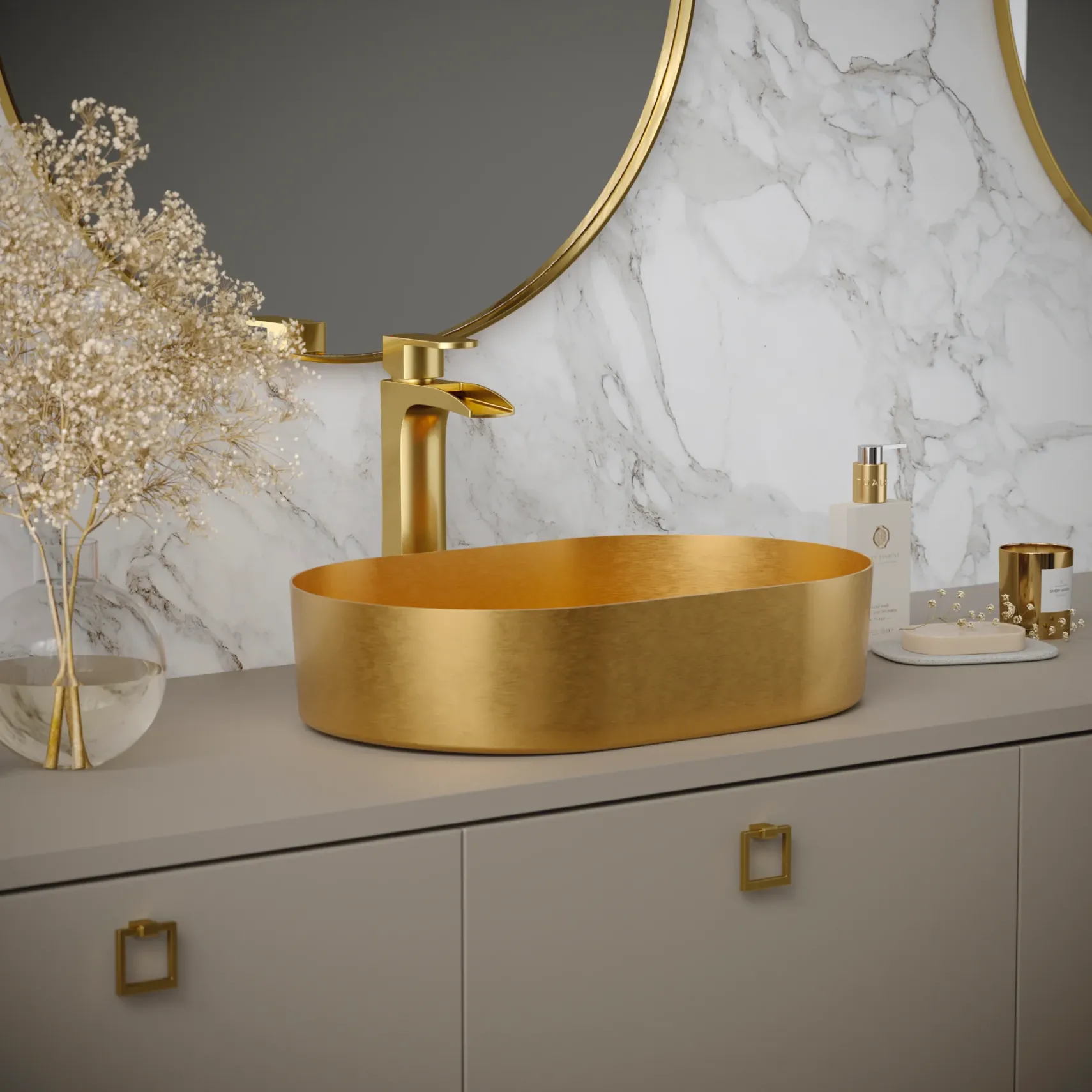 Karran Kassel 1.2 GPM Single Lever Handle Lead-free Brass ADA Bathroom Faucet, Vessel, Brushed Gold, KBF442BG