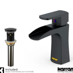 Karran Kassel 1.2 GPM Single Lever Handle Lead-free Brass ADA Bathroom Faucet, Basin, Matte Black, KBF440MB