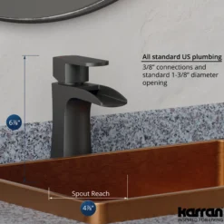 Karran Kassel 1.2 GPM Single Lever Handle Lead-free Brass ADA Bathroom Faucet, Basin, Gunmetal Grey, KBF440GG