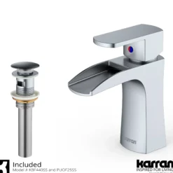 Karran Kassel 1.2 GPM Single Lever Handle Lead-free Brass ADA Bathroom Faucet, Basin, Stainless Steel, KBF440SS