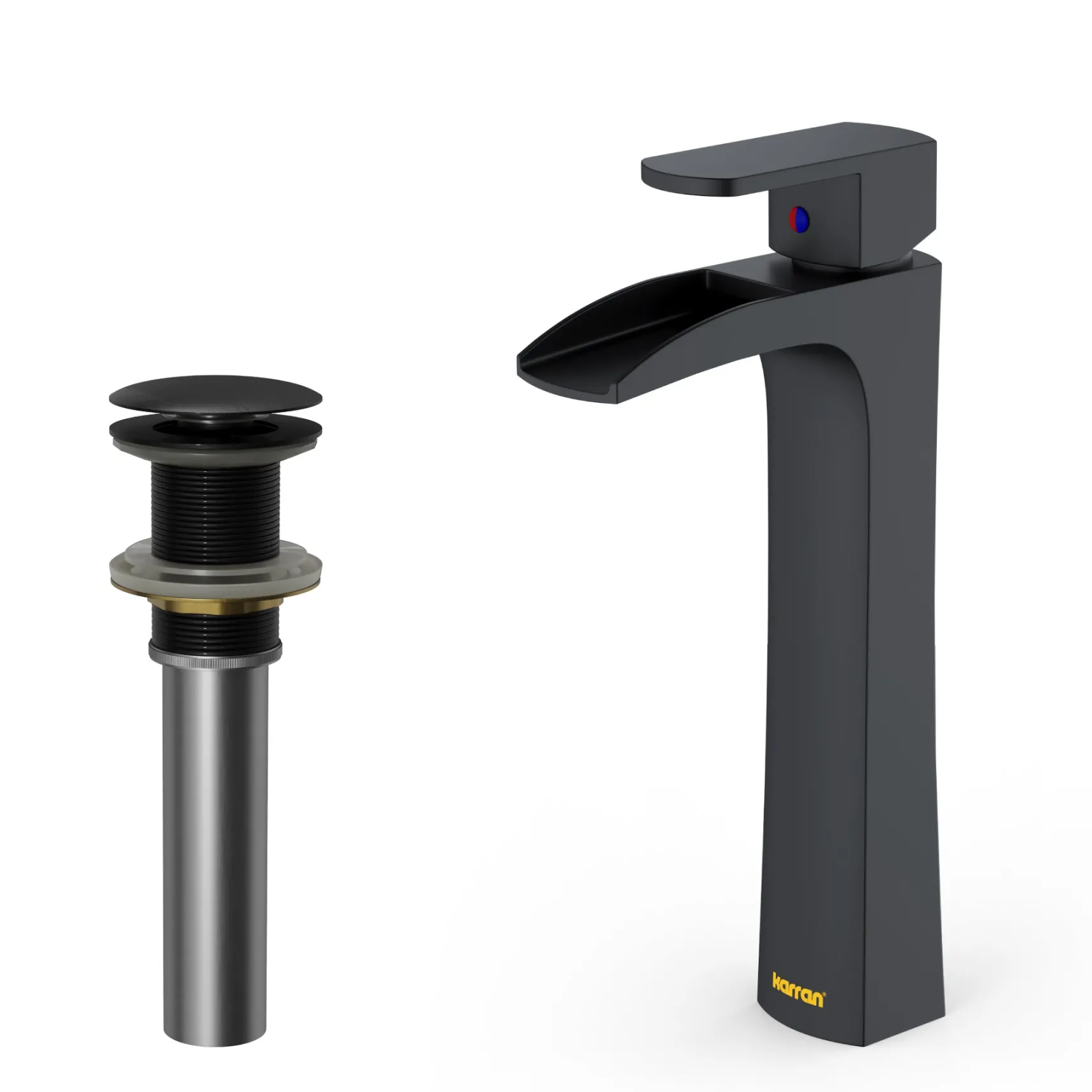 Karran Kassel 1.2 GPM Single Lever Handle Lead-free Brass ADA Bathroom Faucet, Vessel, Matte Black, KBF442MB