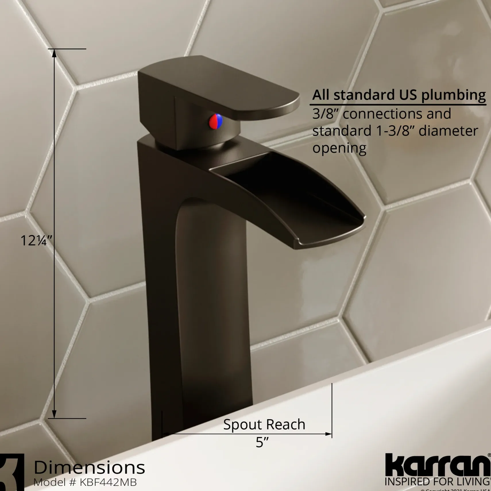 Karran Kassel 1.2 GPM Single Lever Handle Lead-free Brass ADA Bathroom Faucet, Vessel, Matte Black, KBF442MB
