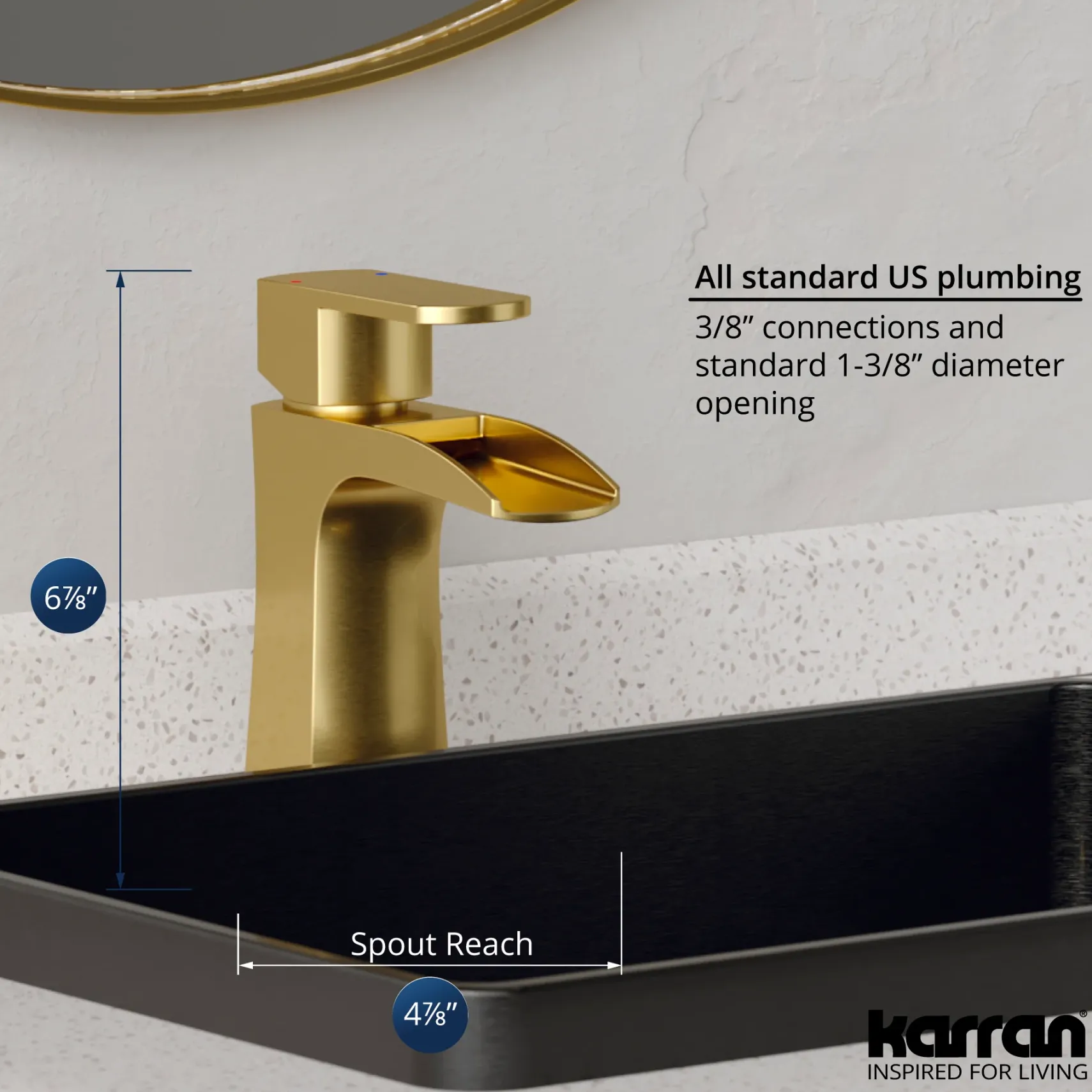 Karran Kassel 1.2 GPM Single Lever Handle Lead-free Brass ADA Bathroom Faucet, Basin, Brushed Gold, KBF440BG