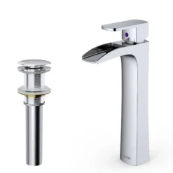 Karran Kassel 1.2 GPM Single Lever Handle Lead-free Brass ADA Bathroom Faucet, Vessel, Chrome, KBF442C