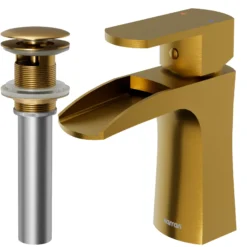 Karran Kassel 1.2 GPM Single Lever Handle Lead-free Brass ADA Bathroom Faucet, Basin, Gold, KBF440G