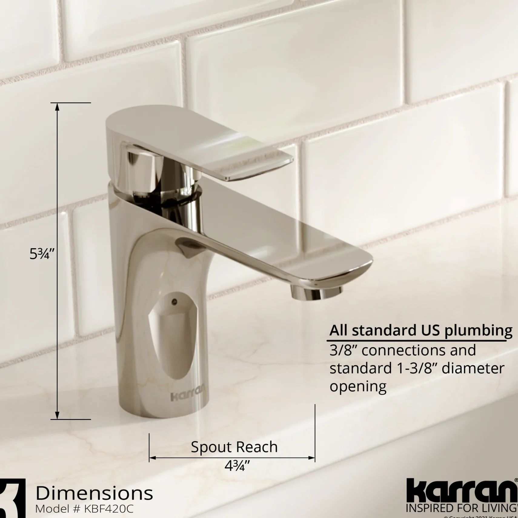 Karran Kayes 1.2 GPM Single Lever Handle Lead-free Brass ADA Bathroom Faucet, Basin, Chrome, KBF420C