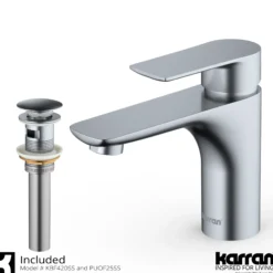 Karran Kayes 1.2 GPM Single Lever Handle Lead-free Brass ADA Bathroom Faucet, Basin, Stainless Steel, KBF420SS