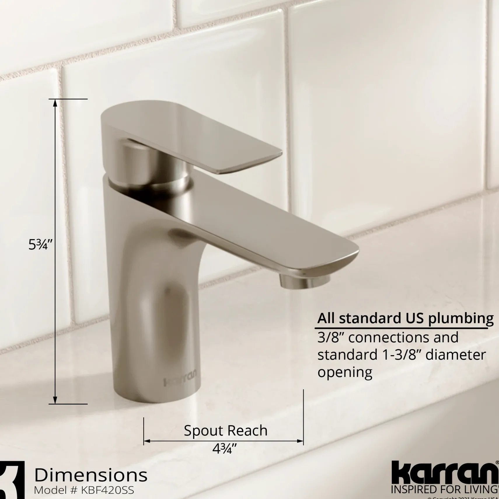 Karran Kayes 1.2 GPM Single Lever Handle Lead-free Brass ADA Bathroom Faucet, Basin, Stainless Steel, KBF420SS