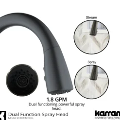 Karran Kentland 1.8 GPM Single Lever Handle Lead-free Brass ADA Kitchen Faucet, Pull-Down Kitchen, Gunmetal Grey, KKF320GG