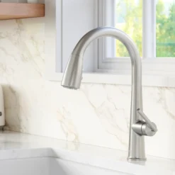 Karran Kentland 1.8 GPM Single Lever Handle Lead-free Brass ADA Kitchen Faucet, Pull-Down Kitchen, Stainless Steel, KKF320SS
